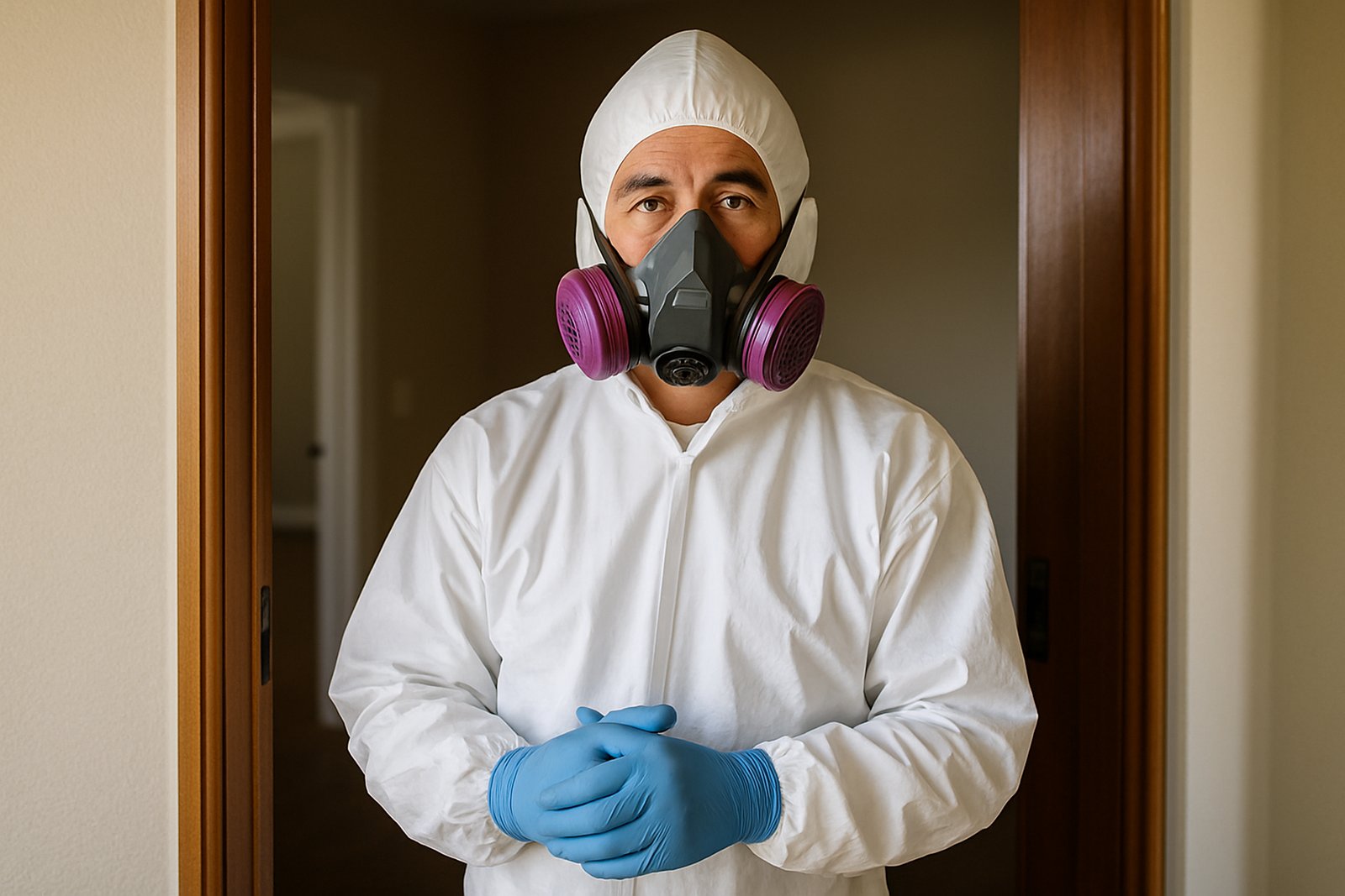 Technician checking a surface with an ATP meter after disinfection