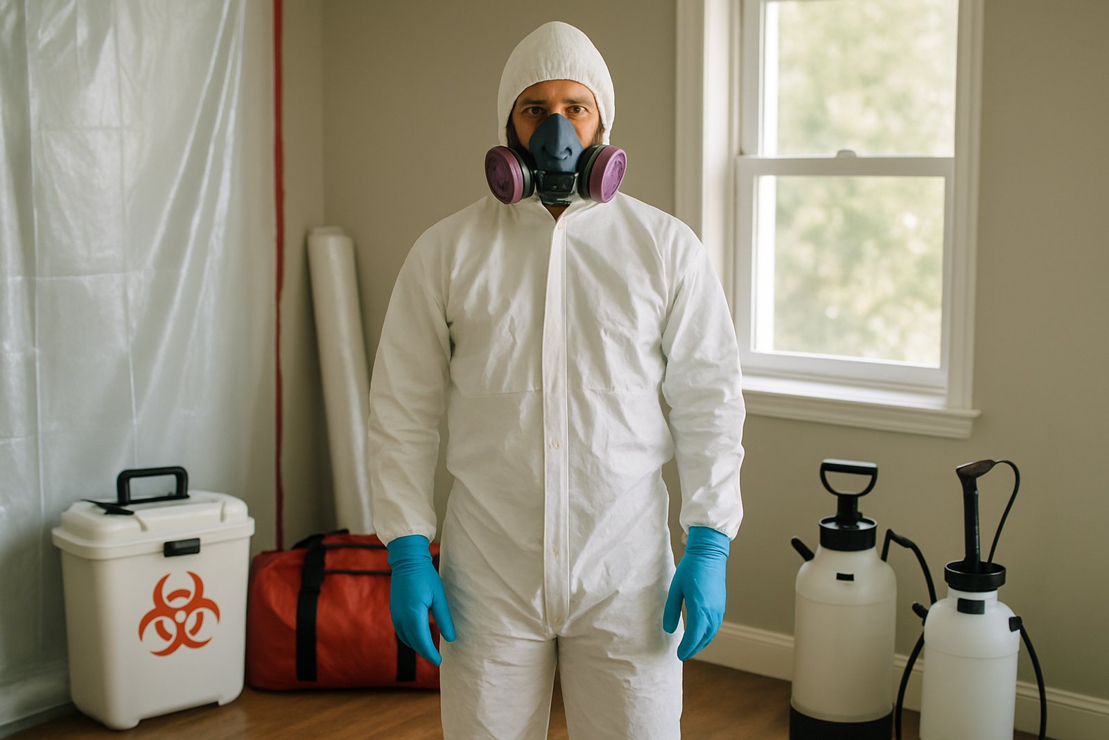 Biohazard cleanup services containment and disinfection equipment ready in Houston